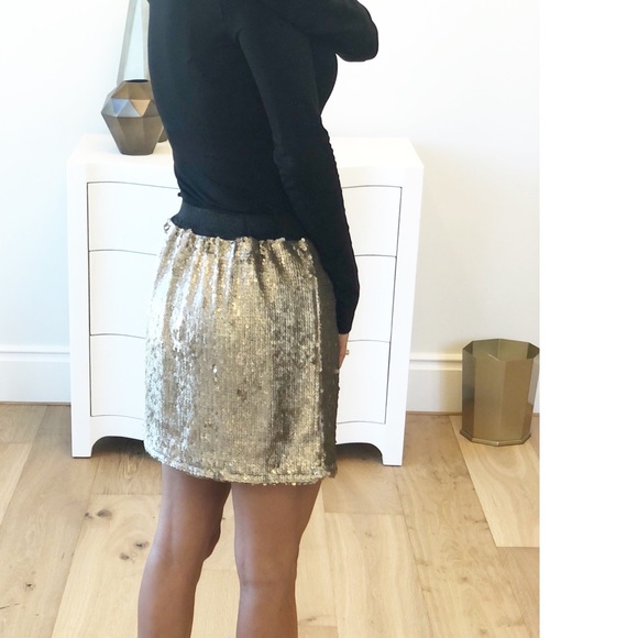 RENO Gold Sequin Mini Skirt NYE - Picture 6 of 8